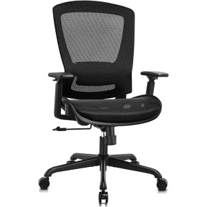ELABEST Ergonomic Office Chair,Home Office Chair with Mesh Back,Multi-function Lumbar Support,Built-in Springs Seat,Executive Task Chair with 3-D Big Armrests,Tilt Function,Computer Desk Chair(Black)